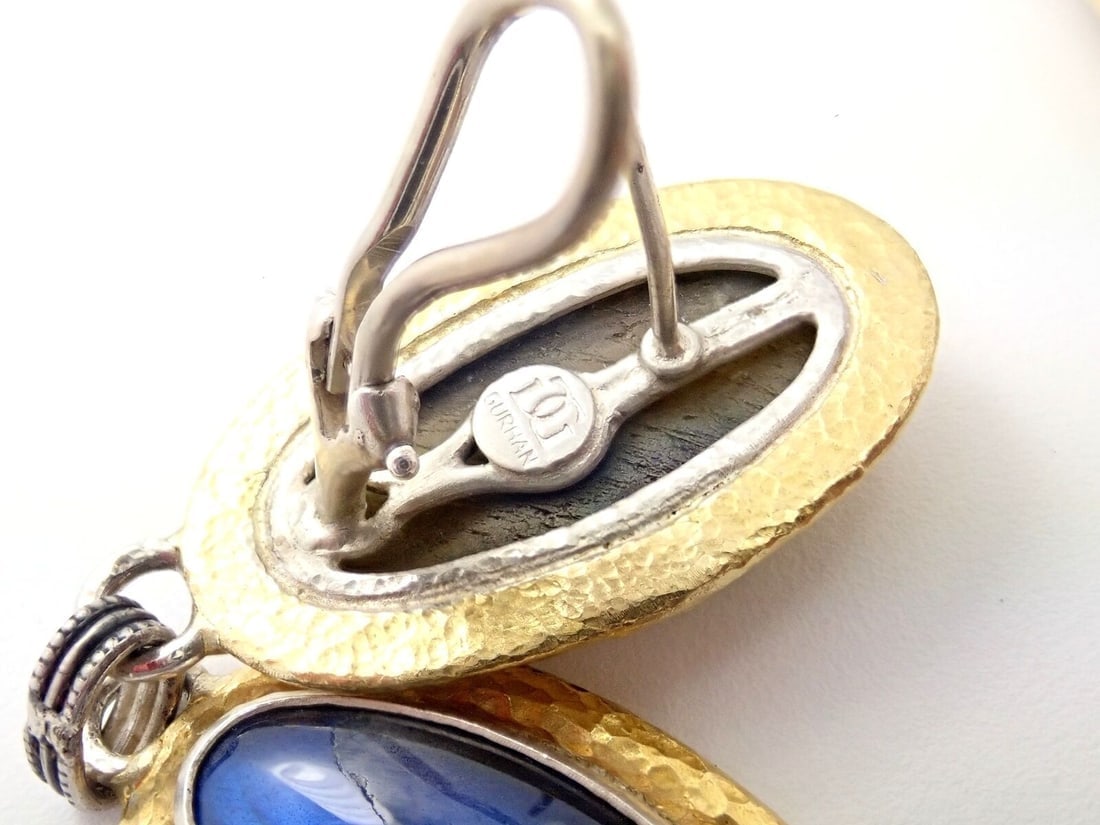 Authentic! Gurhan Hammered Sterling Silver 24k Gold Labradorite Earrings - 2