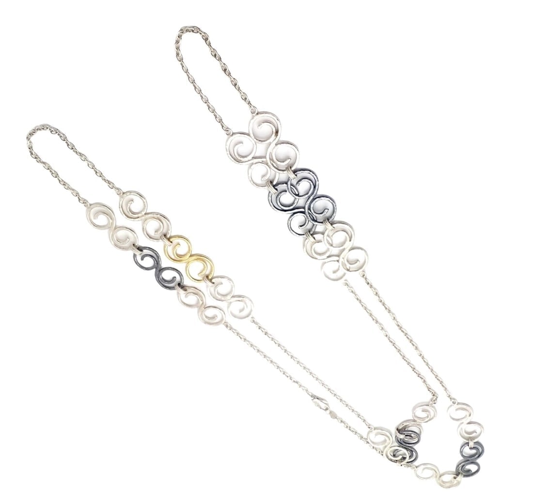 Authentic Gurhan 24k Yellow Gold Sterling Silver Long Curl Necklace 46" - 3