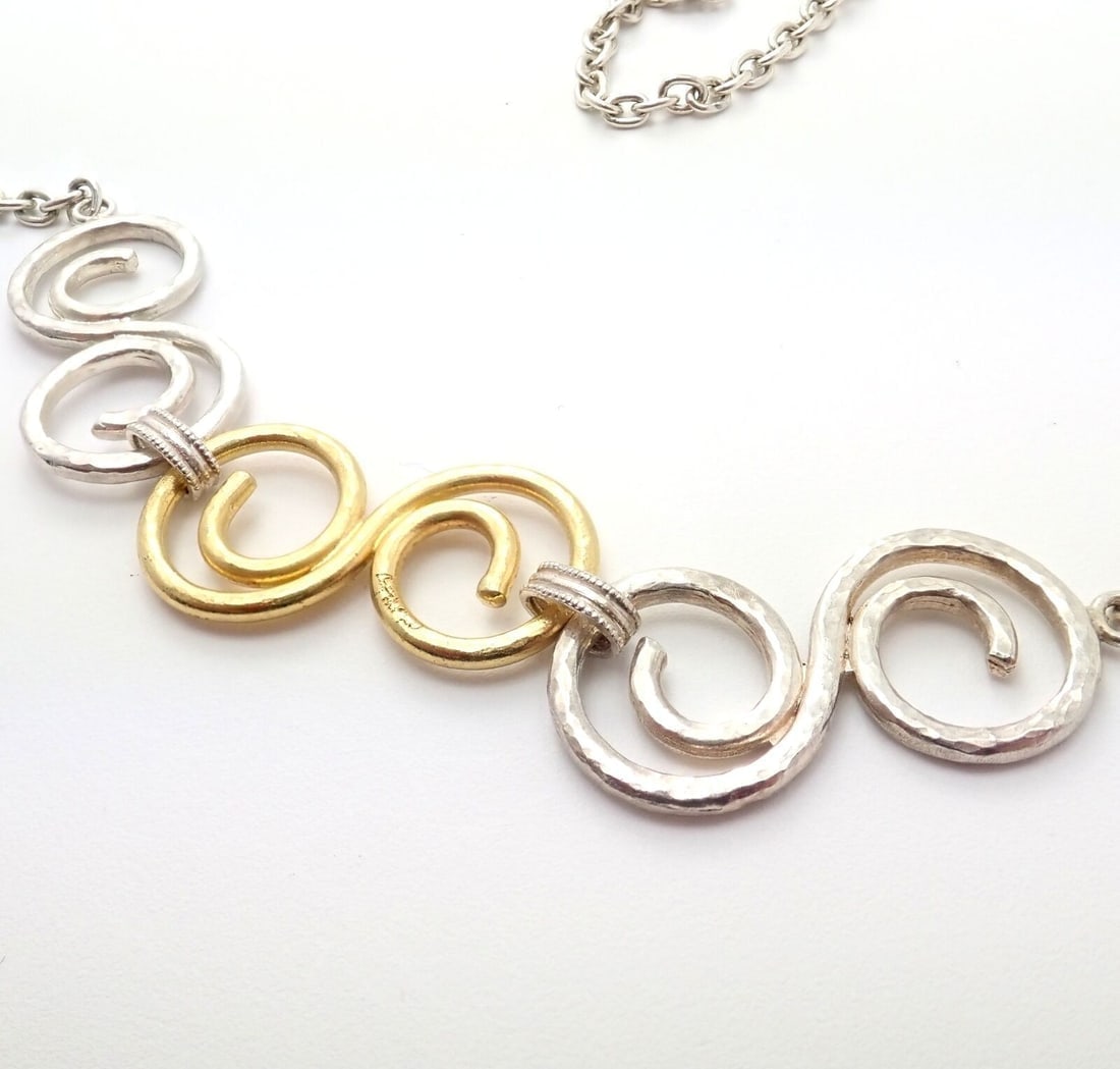 Authentic Gurhan 24k Yellow Gold Sterling Silver Long Curl Necklace 46" - 4