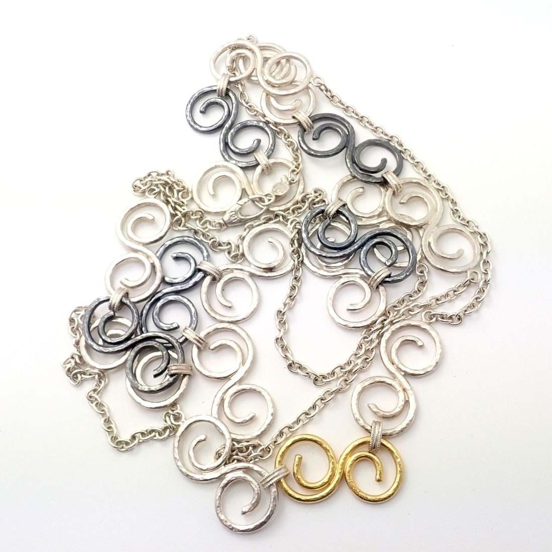 Authentic Gurhan 24k Yellow Gold Sterling Silver Long Curl Necklace 46" - 5
