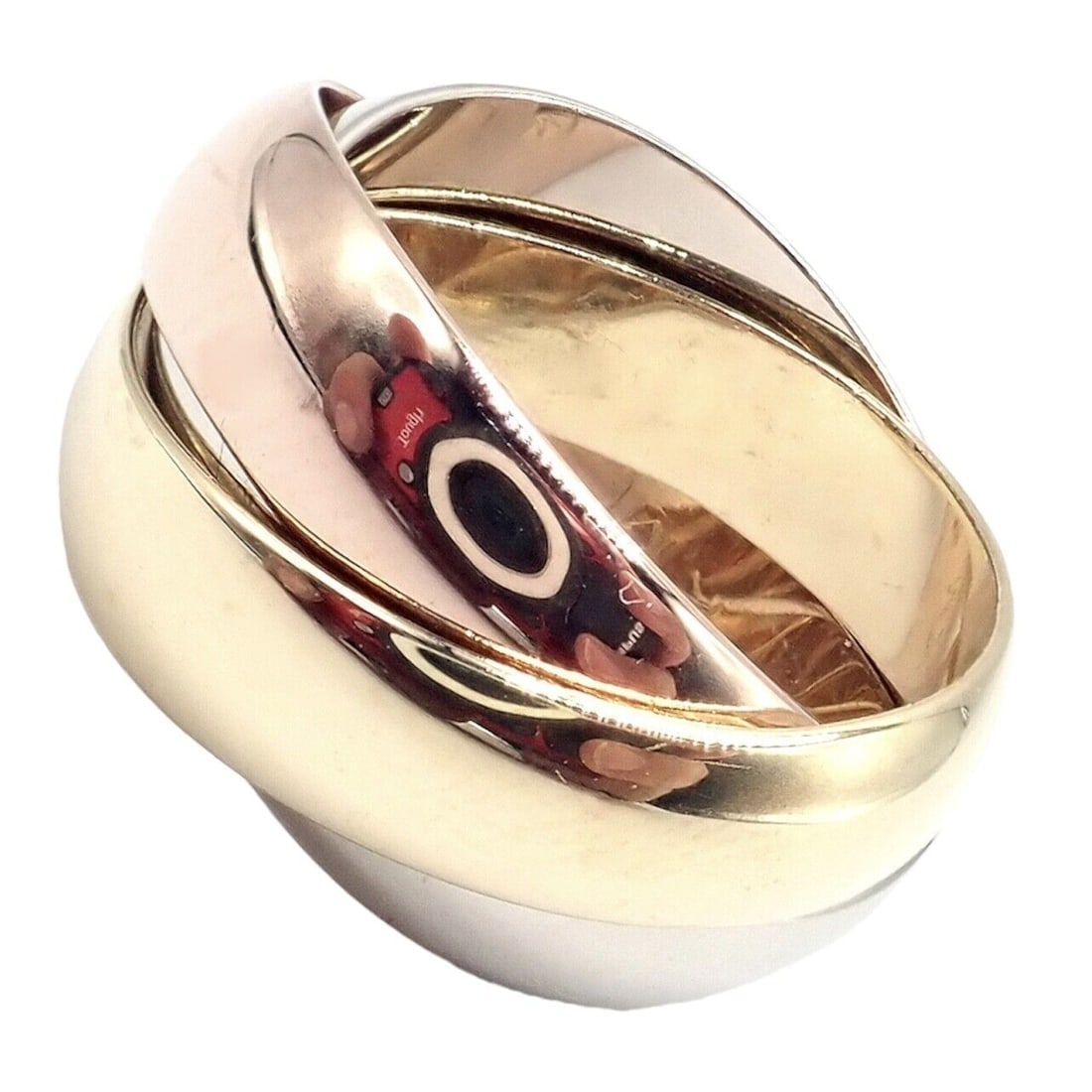 Authentic! Cartier Trinity 18k TriColor Gold Wide Band Ring 1990 - 5