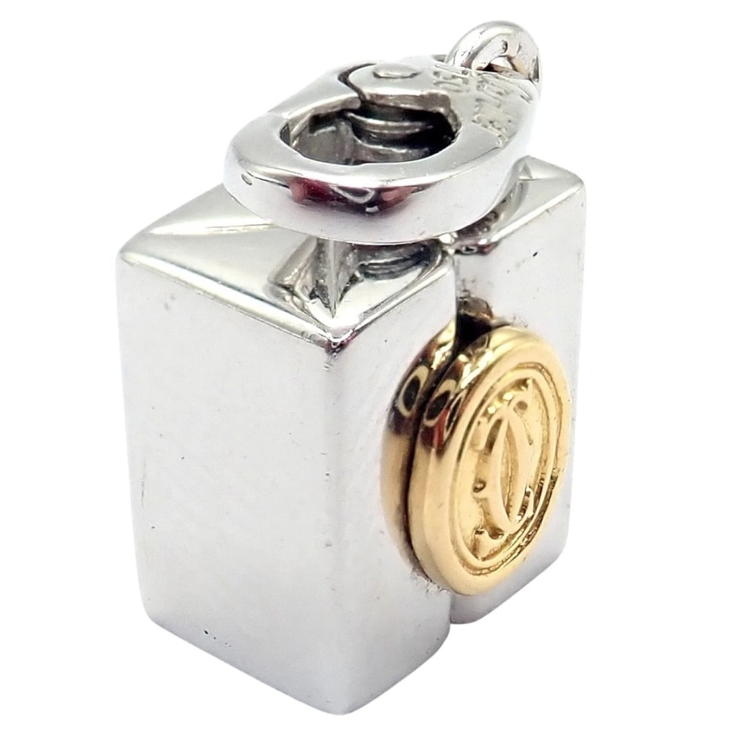Authentic! Vintage Cartier 18k Yellow White Gold Gift Box Double C Charm Pendant - 4