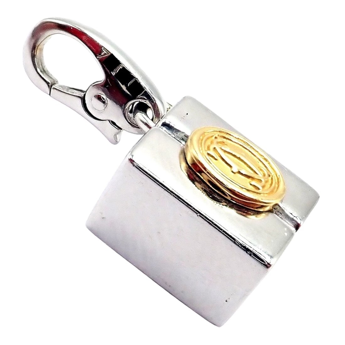 Authentic! Vintage Cartier 18k Yellow White Gold Gift Box Double C Charm Pendant - 5
