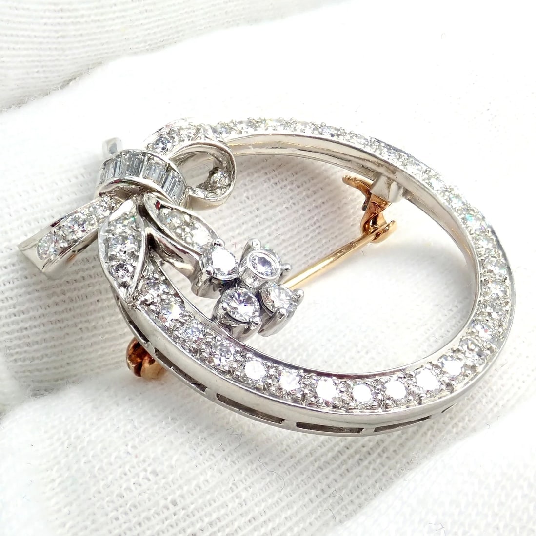 Rare! Authentic Tiffany & Co. Circle Platinum 2.1ct Diamond Pin Brooch 1920's - 2
