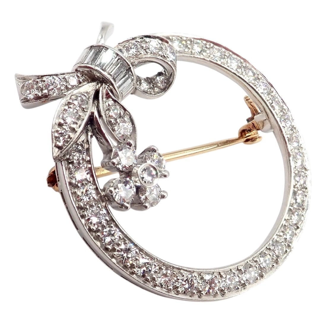 Rare! Authentic Tiffany & Co. Circle Platinum 2.1ct Diamond Pin Brooch 1920's - 7