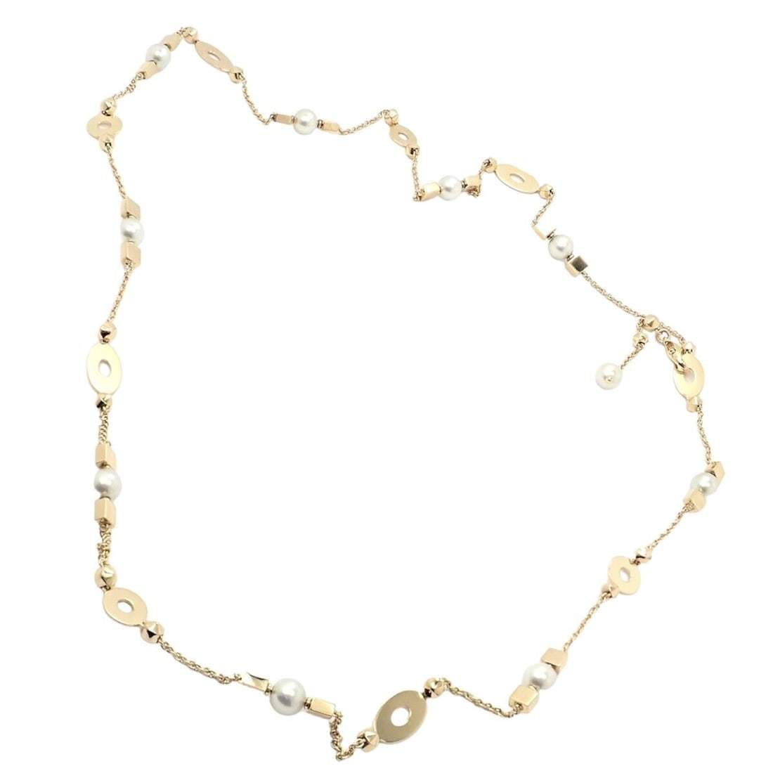 Authentic! Bulgari Bvlgari Lucea 18k Yellow Gold 34" 7mm Pearl Necklace - 2