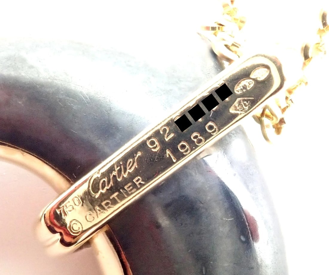 Rare! Authentic Cartier 18k Yellow Gold Hematite Dolphin Pendant Link Necklace - 7