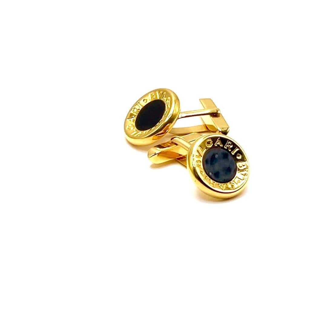 Authentic! Bulgari Bvlgari 18k Yellow Gold Black Onyx Cufflinks - 2