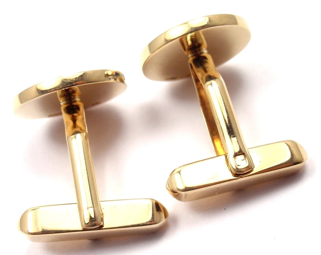 Authentic! Bulgari Bvlgari 18k Yellow Gold Black Onyx Cufflinks - 7