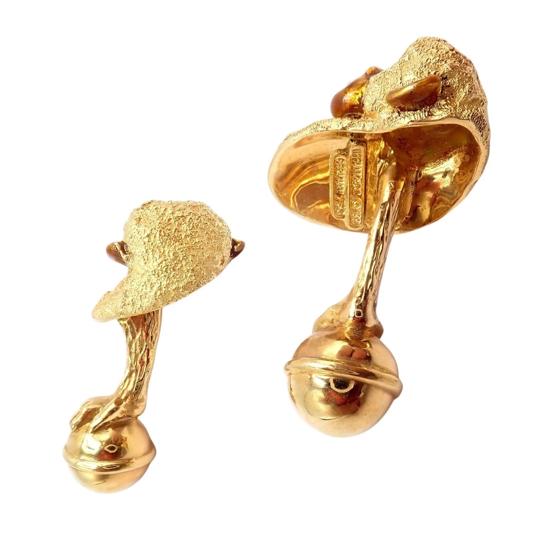Vintage Tiffany & Co. 18k Yellow Gold Emerald Enamel Monkey Cufflinks 1991 - 7