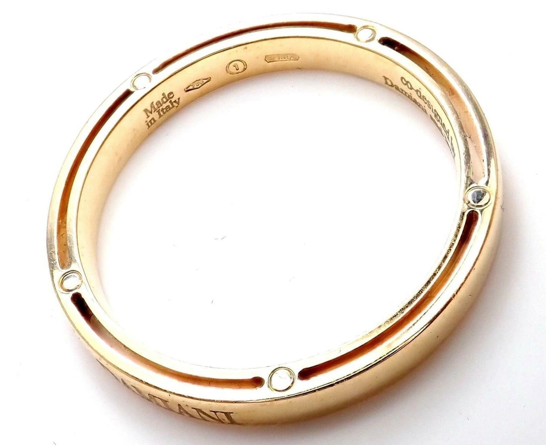 New! Authentic Damiani Brad Pitt 18k Yellow Gold Diamond 3mm Band Ring Sz 10.5 - 7