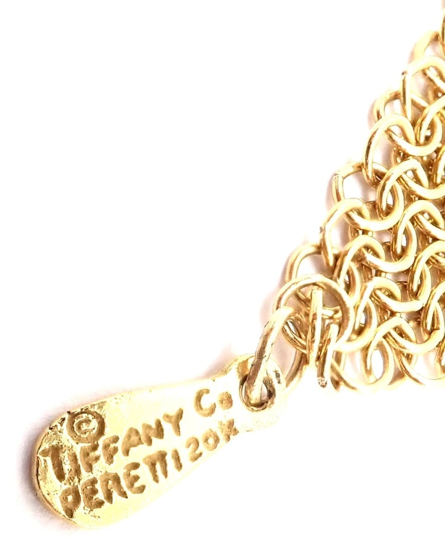 Vintage! Authentic Tiffany & Co Peretti 20k Yellow Gold Mesh Bib Scarf Necklace - 2