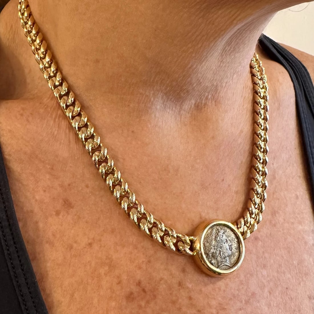 Rare! Bvlgari Bulgari 18k Yellow Gold Antique Coin Monete Link Necklace - 5
