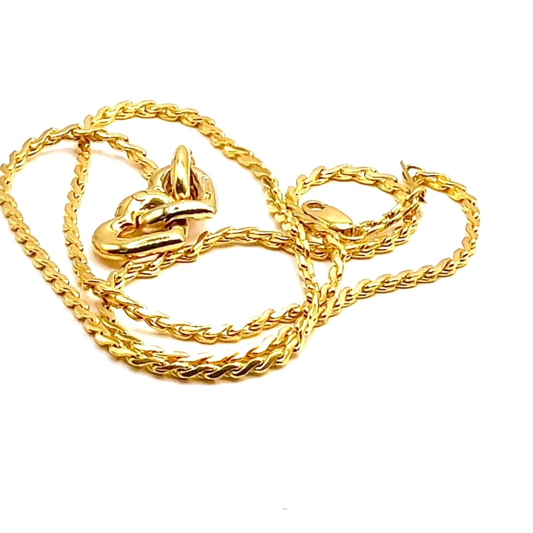 Authentic! Cartier 18k Yellow White Gold Double Heart Pendant S Chain Necklace - 2