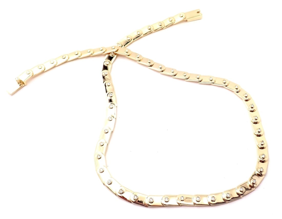 Rare! Authentic Gucci 18k Yellow Gold Diamond Tennis Necklace - 10