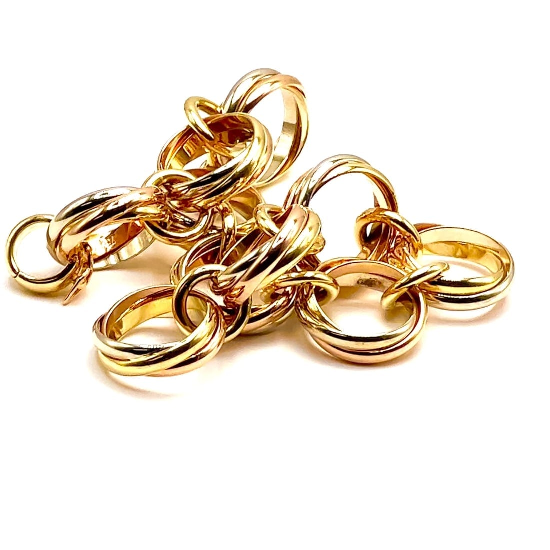 Authentic! Cartier Trinity 18k Multi Color Gold Round Wide Link Bracelet - 2