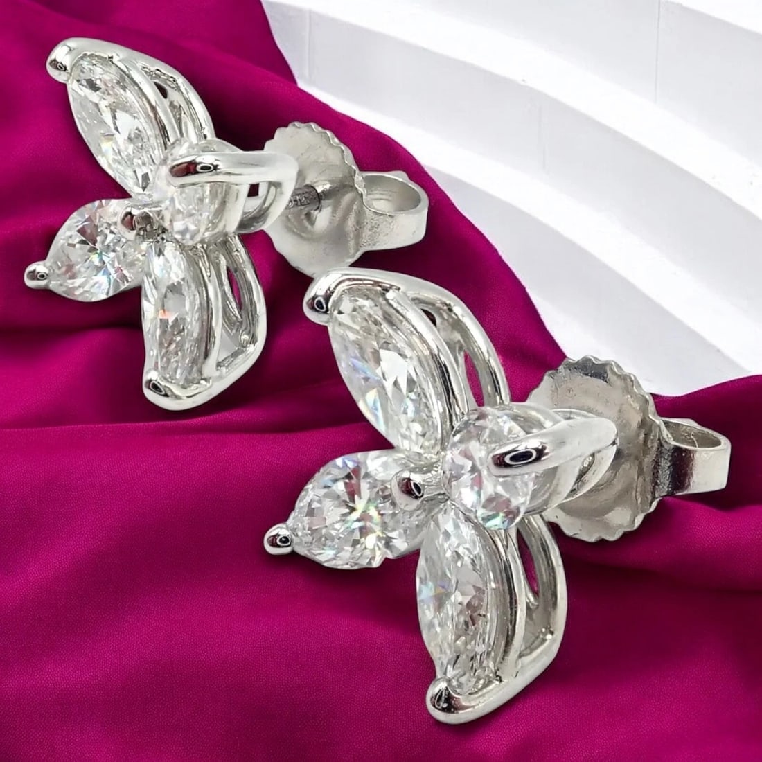 Authentic! Tiffany & Co Platinum Victoria Marquise Cut Diamond Large Earrings - 2