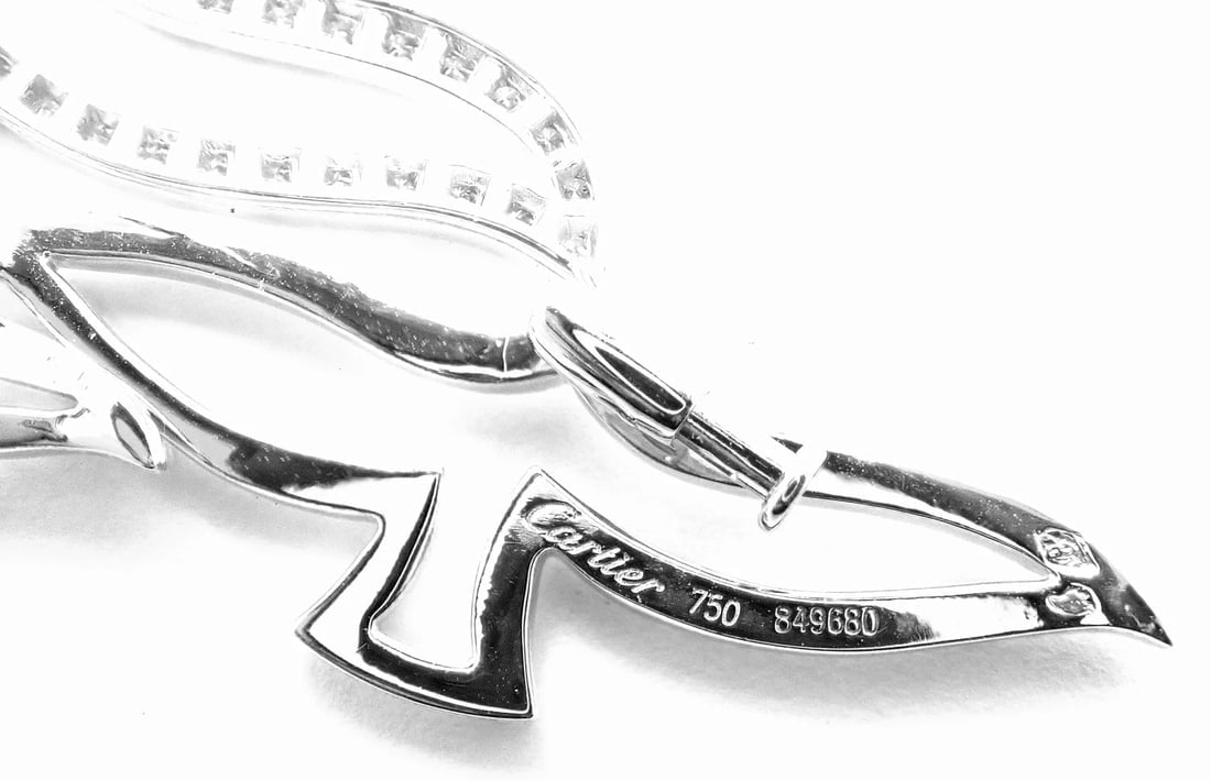 Rare! Authentic Cartier Bird 18k White Gold Diamond Pendant Pin Brooch - 3