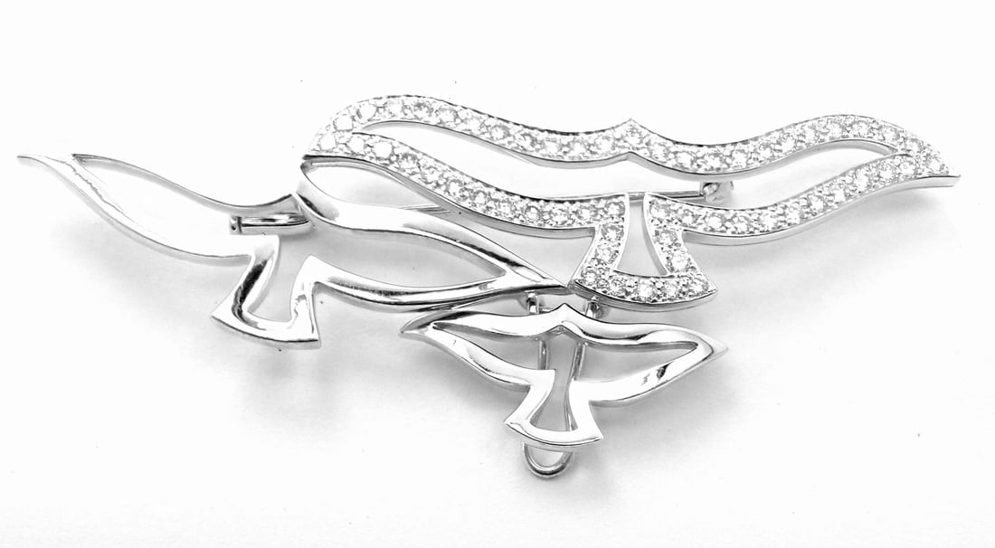 Rare! Authentic Cartier Bird 18k White Gold Diamond Pendant Pin Brooch - 5