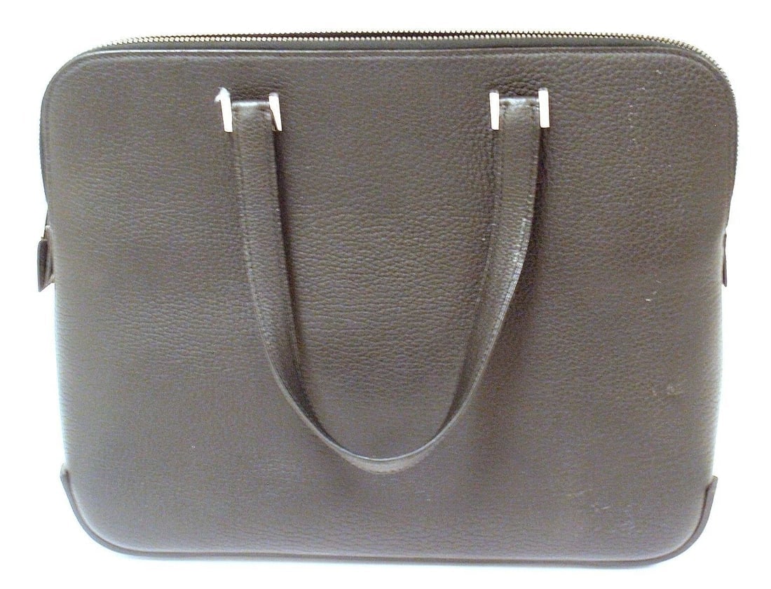 EXCELLENT CONDITION HERMES BLACK CHEVRE LEATHER ESCAPADE HANDBAG - 5