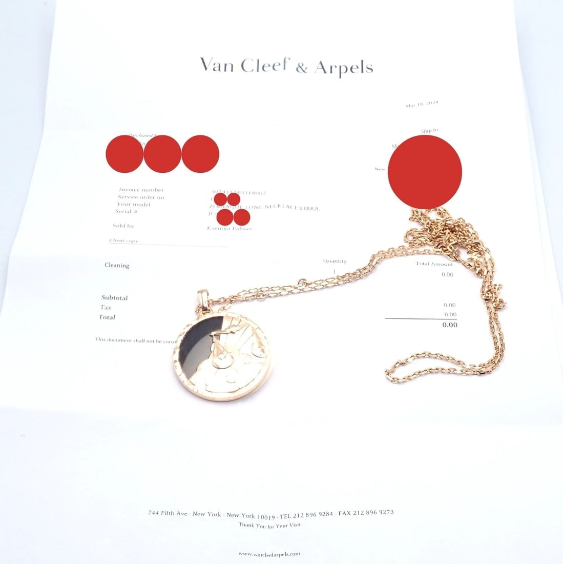 Van Cleef & Arpels Zodiaque18k Rose Gold Libra Pendant Obsidian Necklace Cert. - 7
