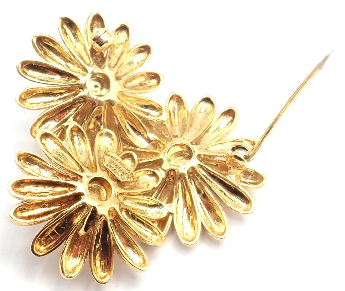 Vintage! Authentic Tiffany & Co. 18k Yellow Gold Sapphire Flower Pin Brooch - 3