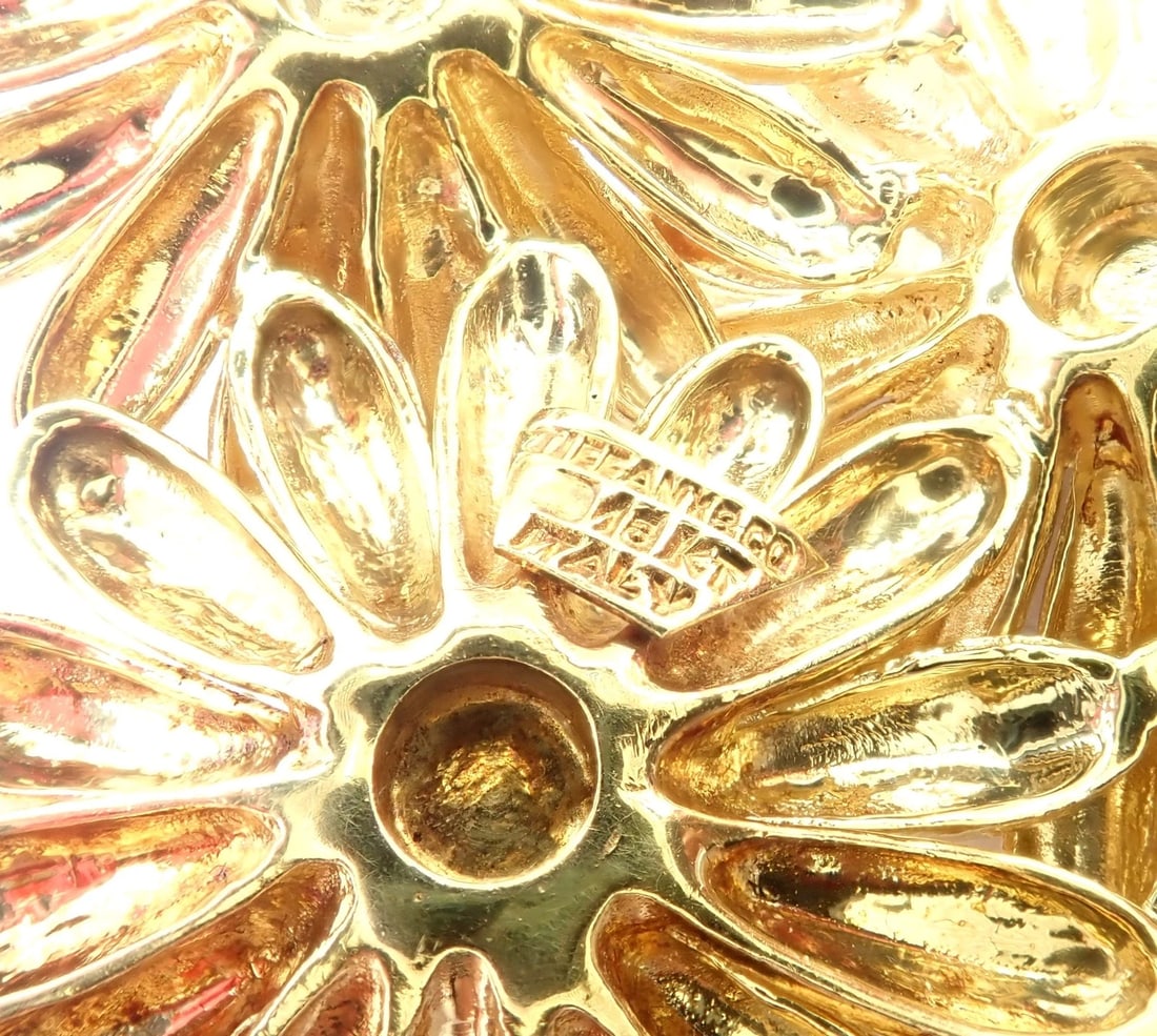 Vintage! Authentic Tiffany & Co. 18k Yellow Gold Sapphire Flower Pin Brooch - 4