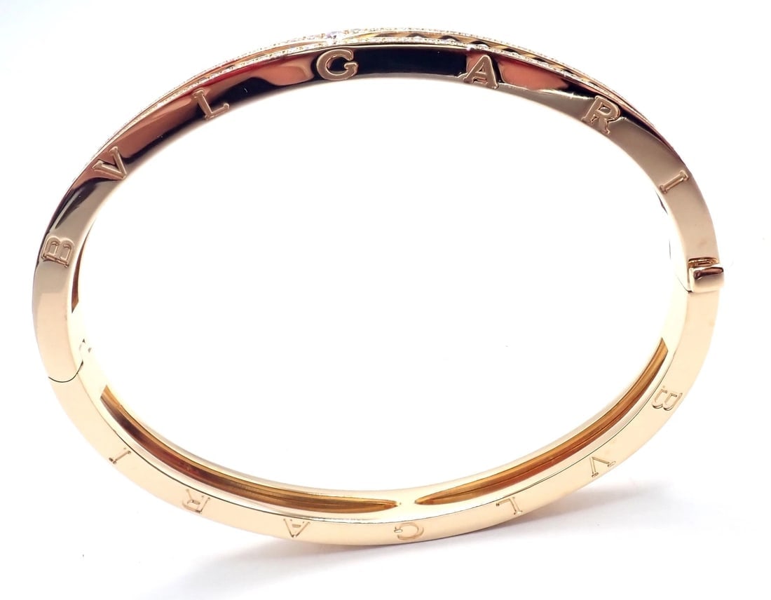 Authentic! Bulgari Bvlgari B.Zero1 Rock 18k Yellow Gold Diamond Bangle Bracelet - 4