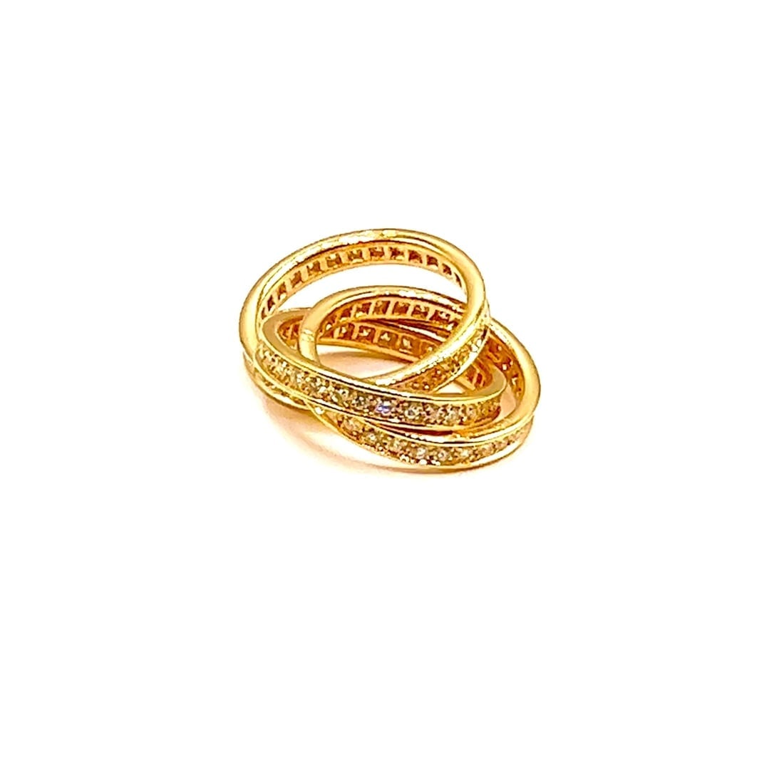 Authentic! Cartier 18k Yellow Gold Diamond Trinity Band Ring Size 5 3/4 Paper - 2
