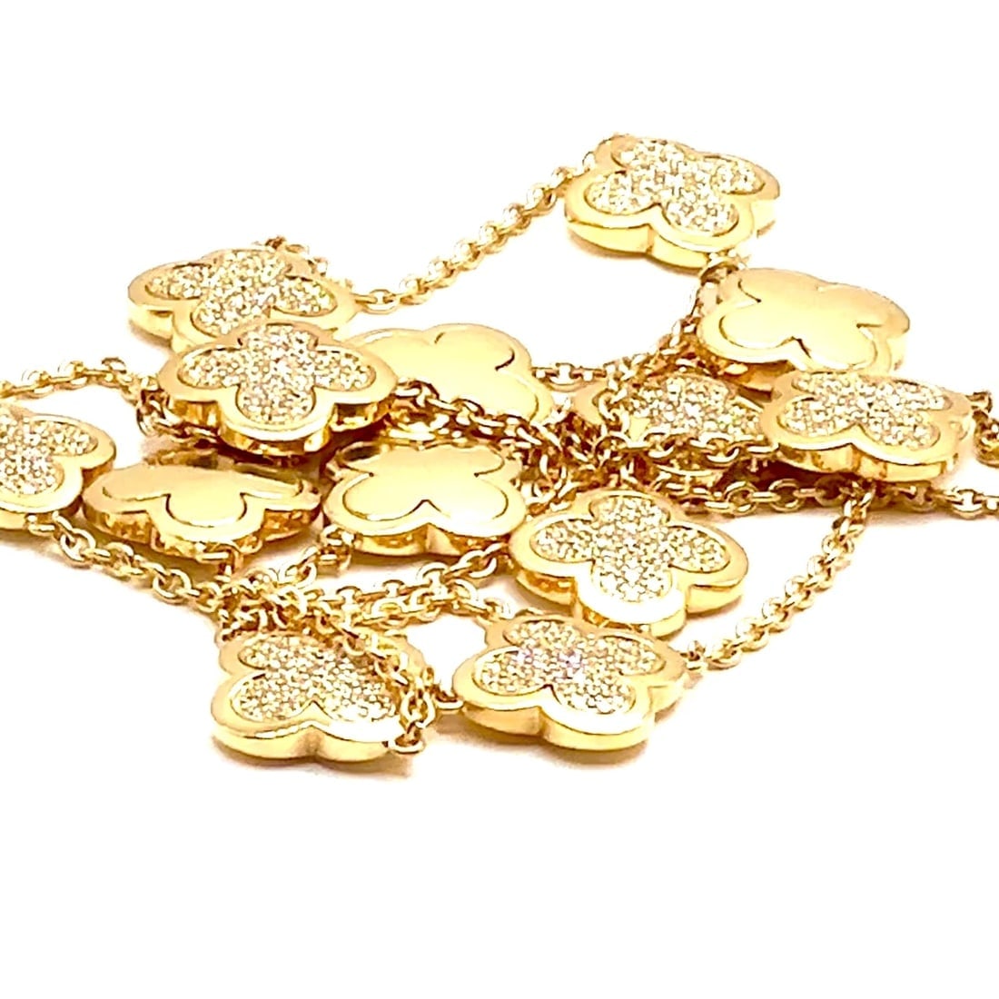 Authentic Van Cleef & Arpels 18k Yellow Gold Diamond Pure Alhambra Long Necklace - 2