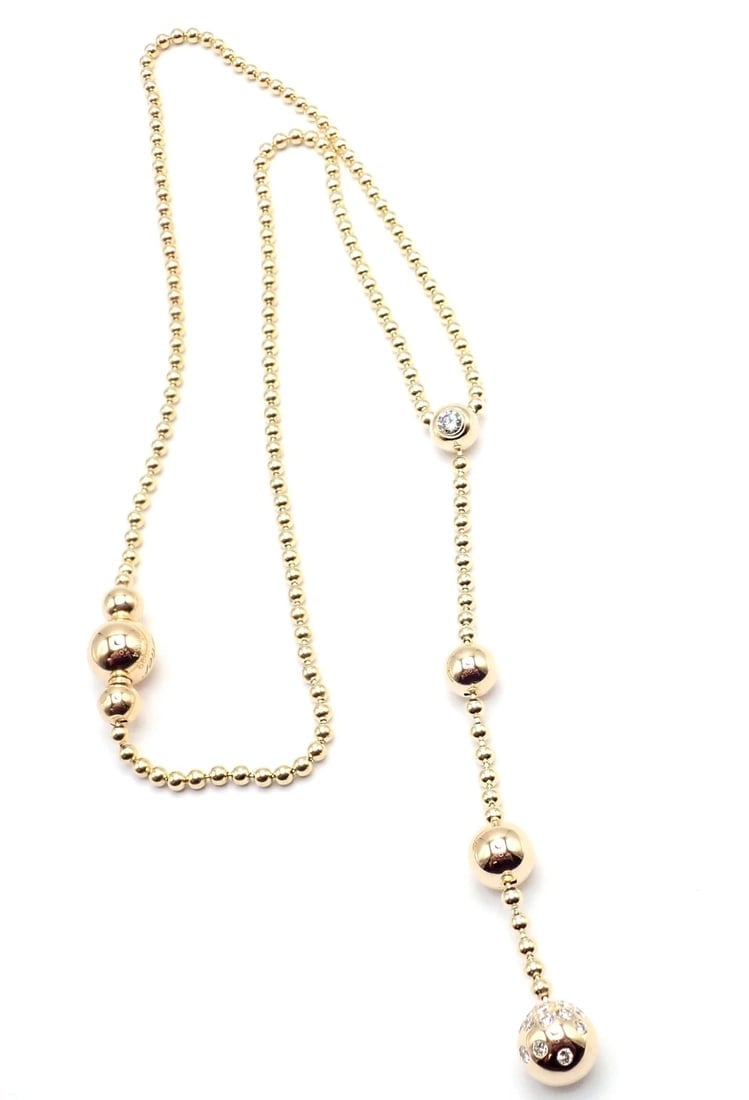 Authentic! Cartier Draperie de Decollate 18k Yellow Gold Diamond Necklace - 5