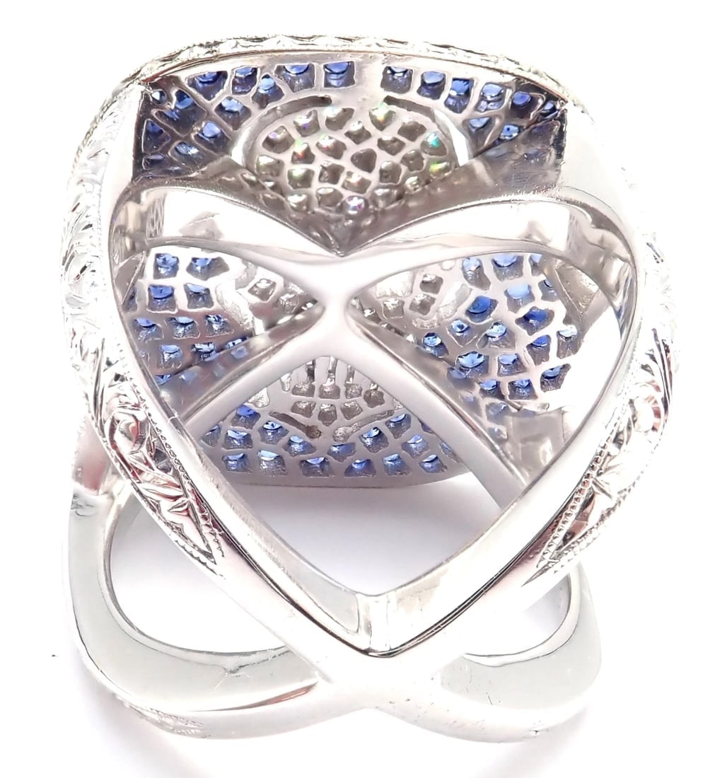 Authentic! Loree Rodkin 18k White Gold Diamond Sapphire Skull Ring Paper Box - 7