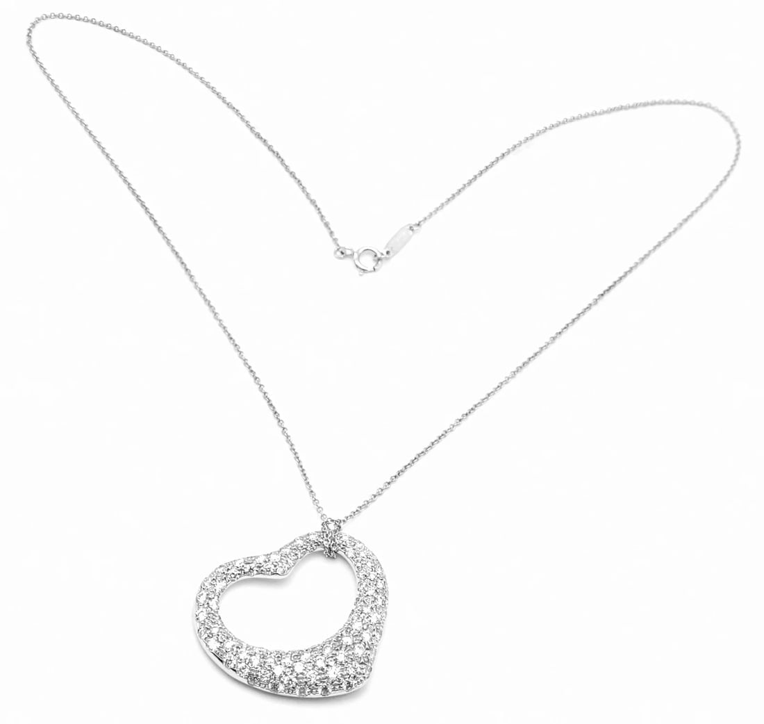 Authentic Tiffany & Co Peretti Platinum Diamond Large Open Heart Necklace $26000 - 3