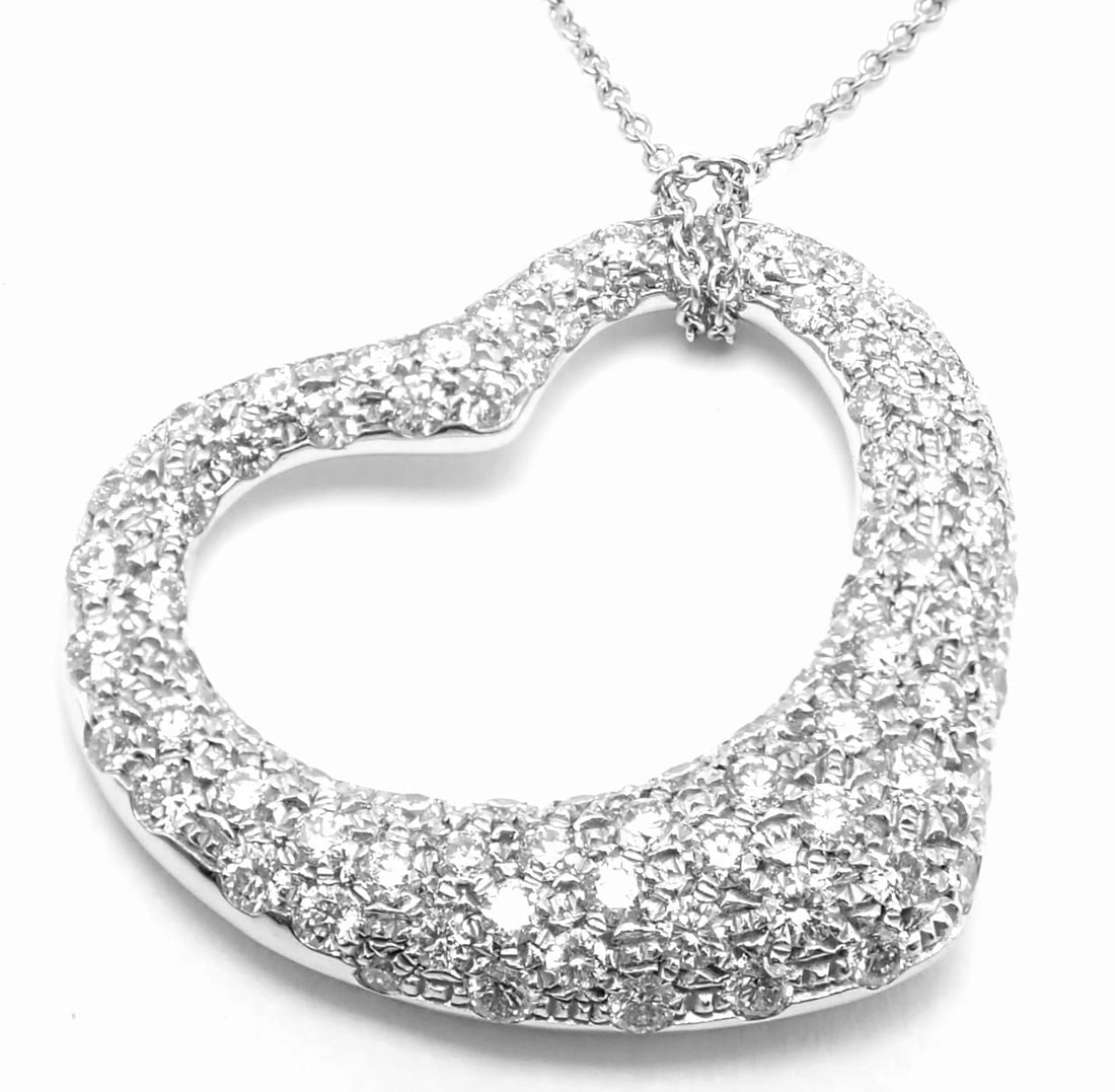 Authentic Tiffany & Co Peretti Platinum Diamond Large Open Heart Necklace $26000 - 4