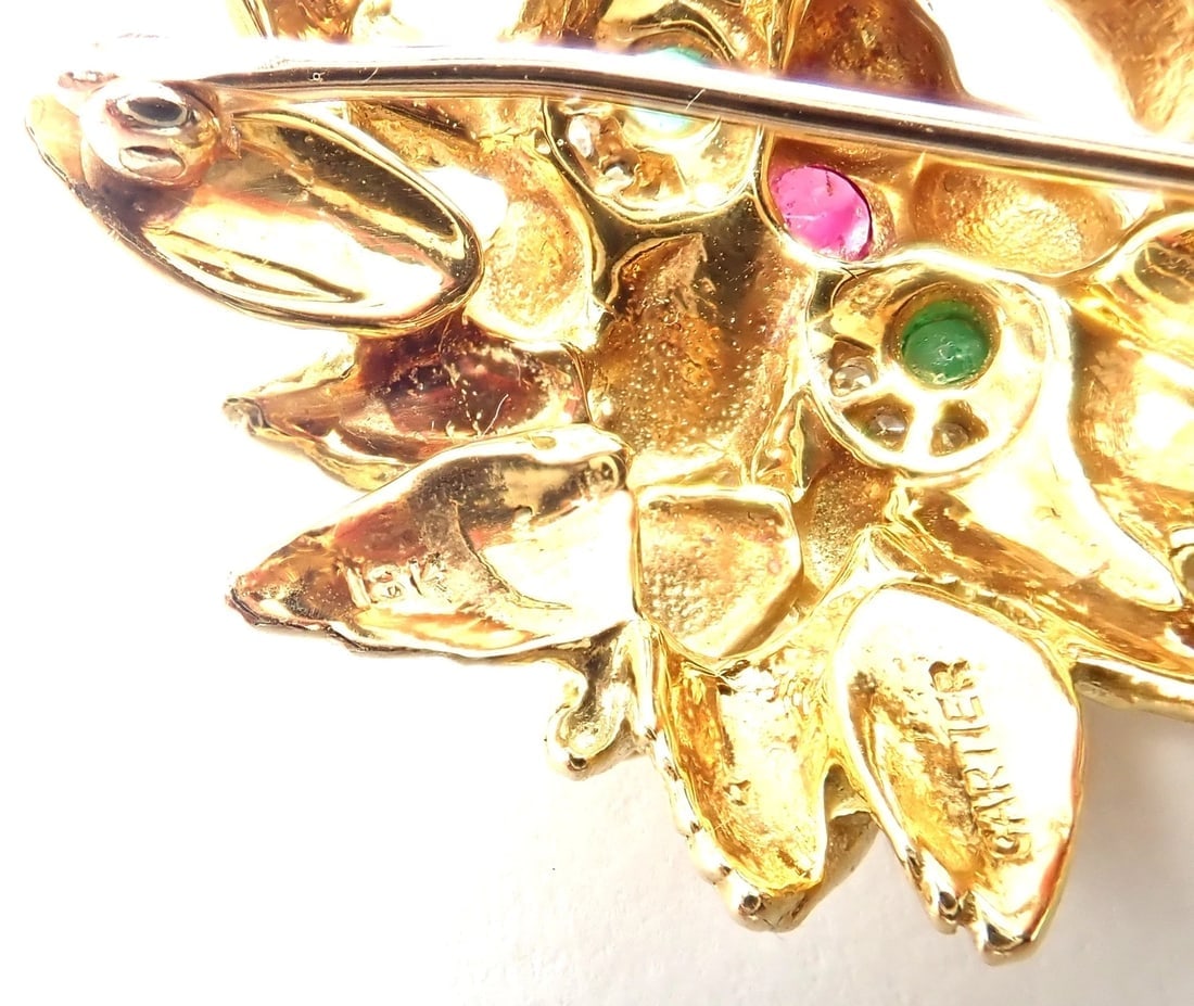 Authentic! Cartier Whimsical Dragon Lion 18k Yellow Gold Diamond Ruby Pin Brooch - 9