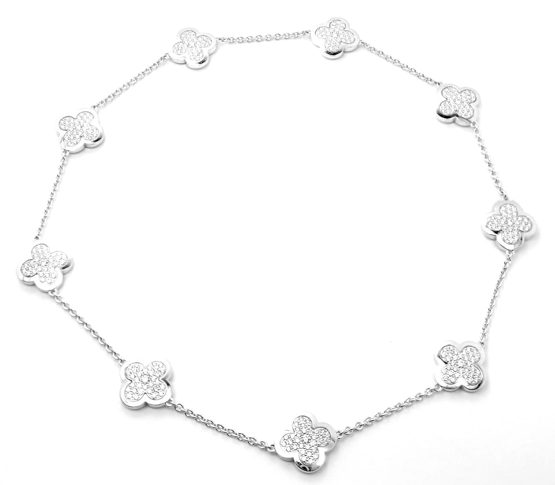 Authentic Van Cleef & Arpels 18k White Gold Diamond Pure Alhambra Necklace Paper - 2