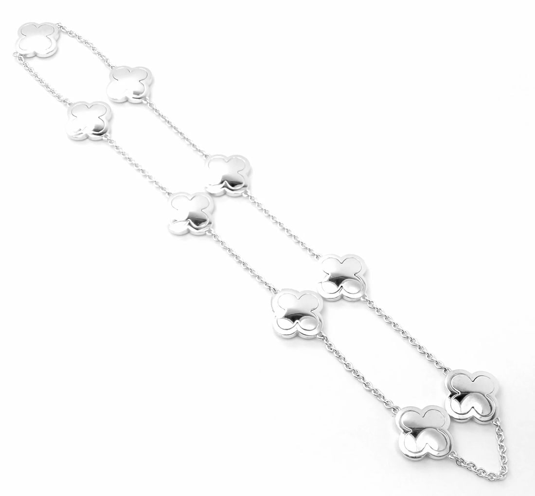 Authentic Van Cleef & Arpels 18k White Gold Diamond Pure Alhambra Necklace Paper - 7