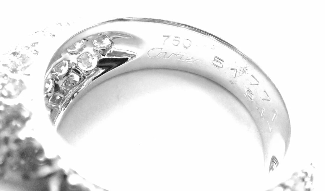 Authentic! Cartier Juliette 18k White Gold Cultured Pearl Diamond Band Ring - 7