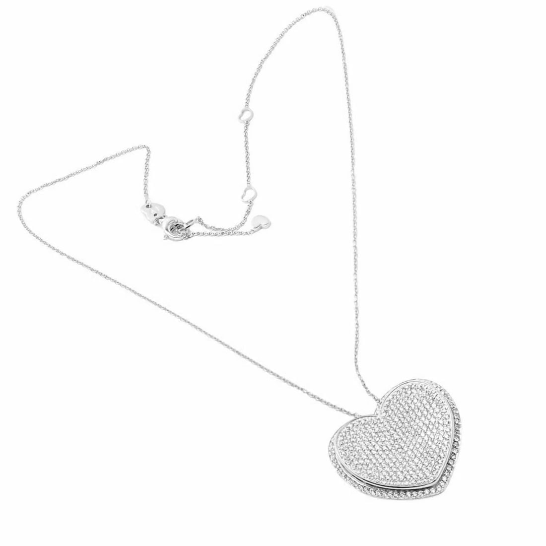 New! Authentic Pasquale Bruni 18k White Gold 2.02ct Pave Diamond Heart Necklace - 3