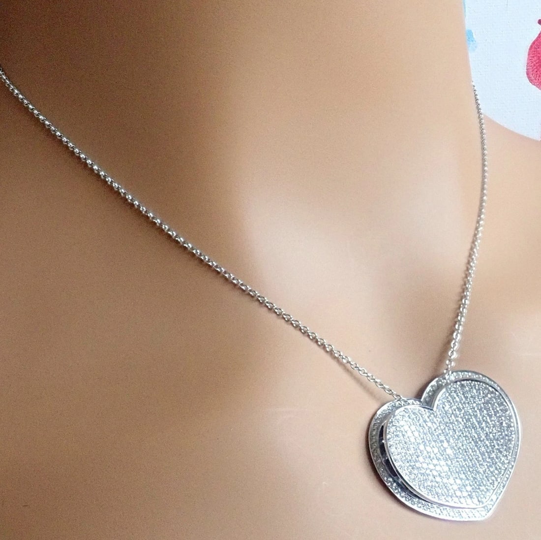 New! Authentic Pasquale Bruni 18k White Gold 2.02ct Pave Diamond Heart Necklace - 4