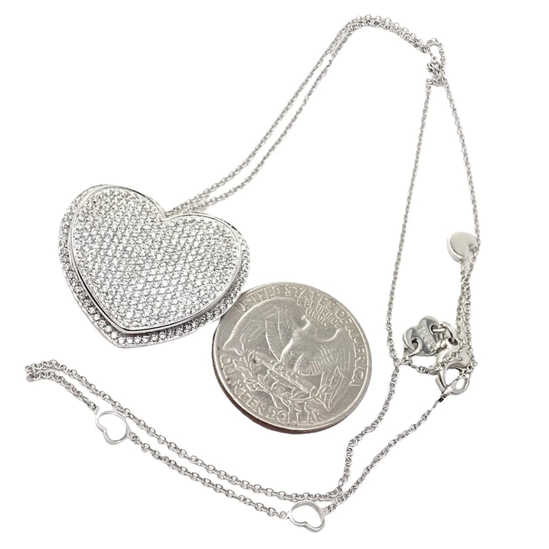 New! Authentic Pasquale Bruni 18k White Gold 2.02ct Pave Diamond Heart Necklace - 5
