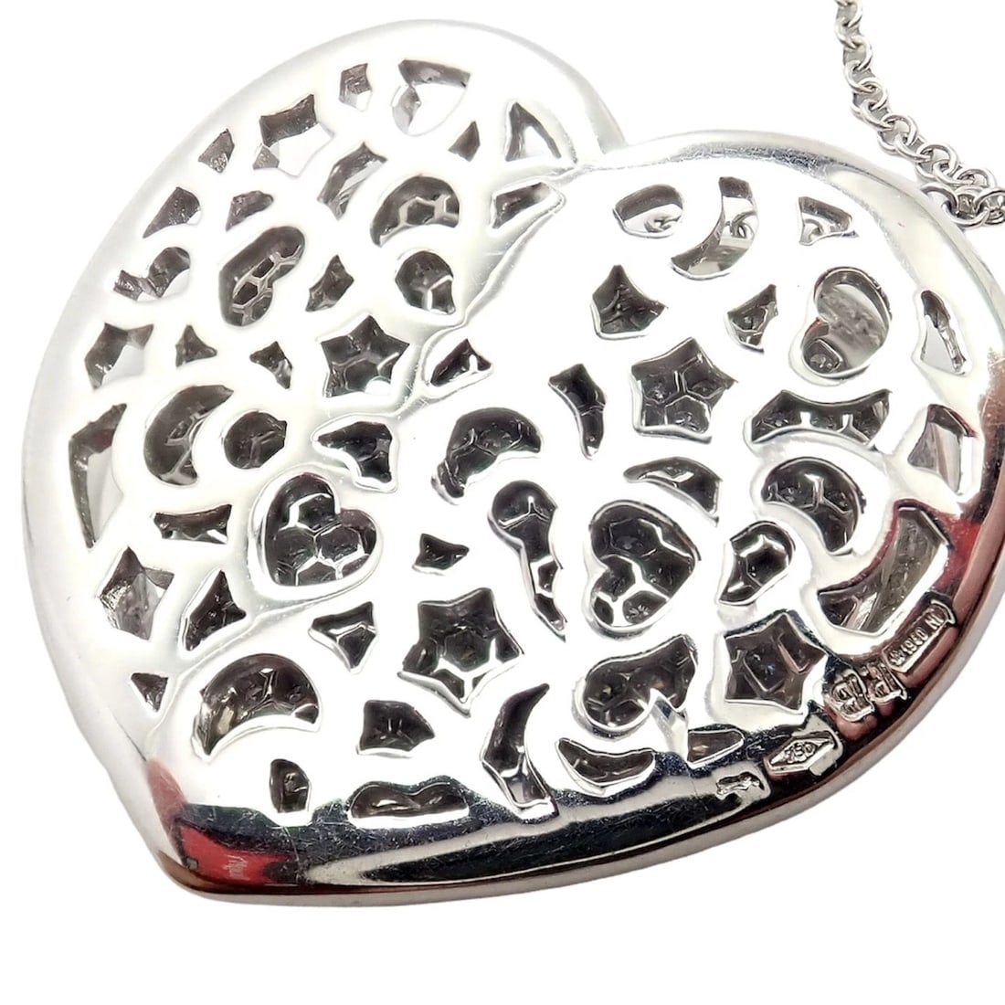 New! Authentic Pasquale Bruni 18k White Gold 2.02ct Pave Diamond Heart Necklace - 8