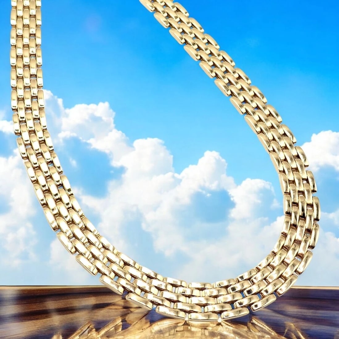 Cartier 5 Row Maillon Panther Panthere 18k Yellow Gold Wide 20" Long Necklace - 2