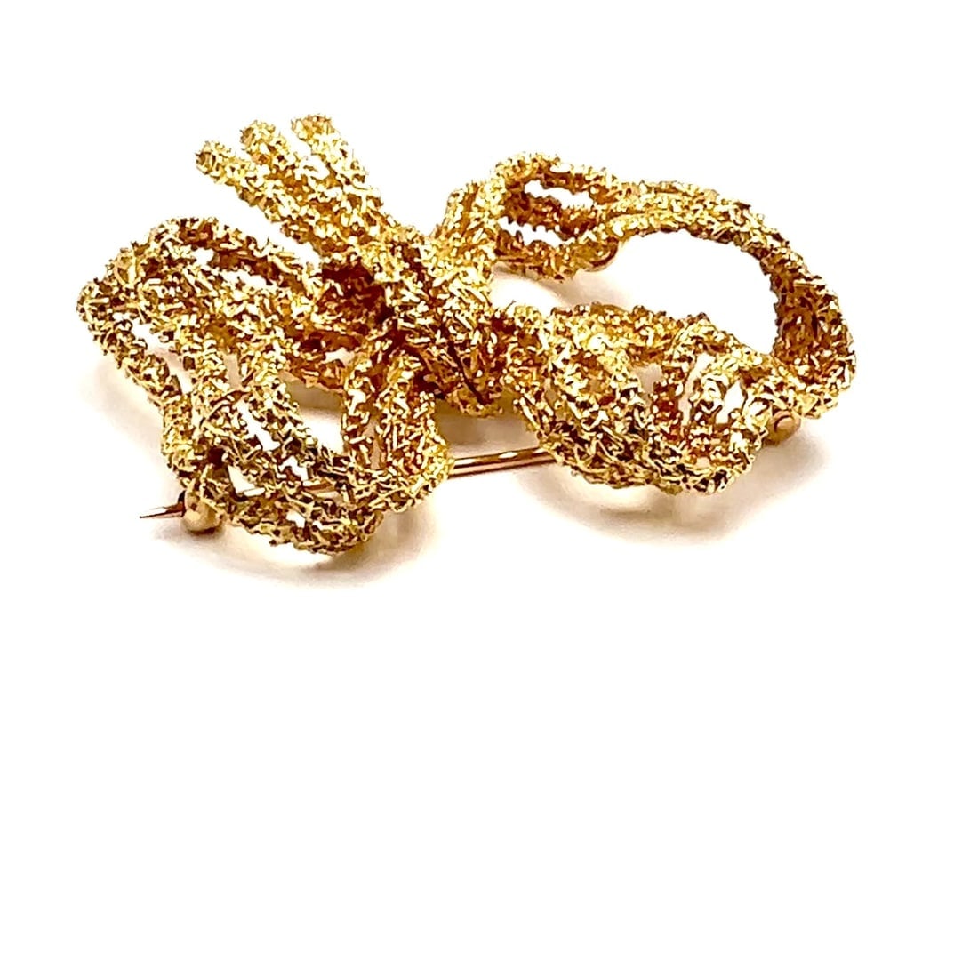 Authentic! Vintage Tiffany & Co 18k Yellow Gold Large Ribbon Bow Pin Brooch - 2