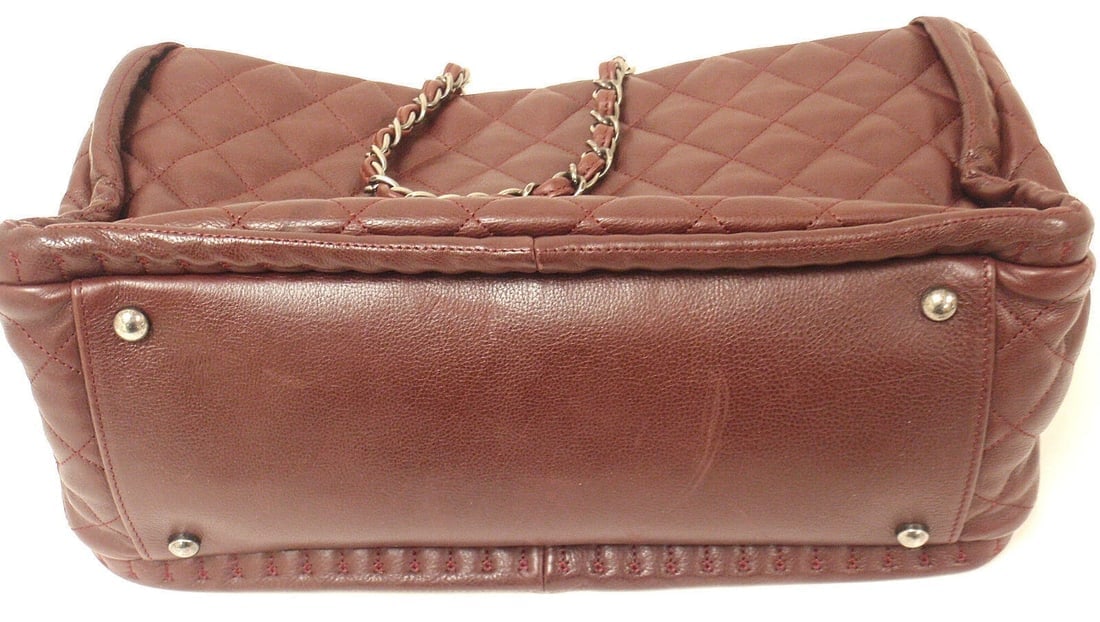 AUTHENTIC 2012 CHANEL ISTANBUL SOFT CAVIAR TOTE BURGUNDY LEATHER HANDBAG - 4