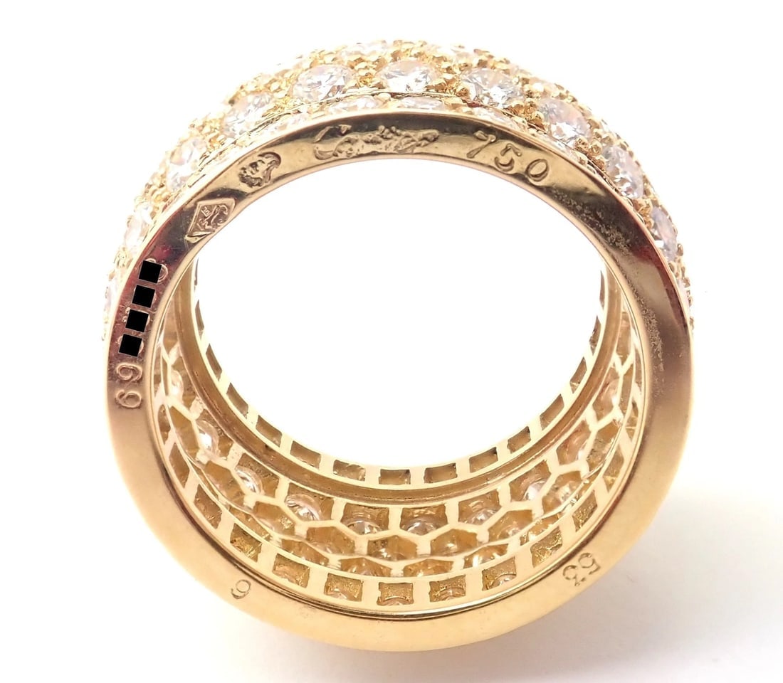 Authentic! Cartier Nigeria 18k Yellow Gold Diamond Wide Band Ring Size 53 - 7