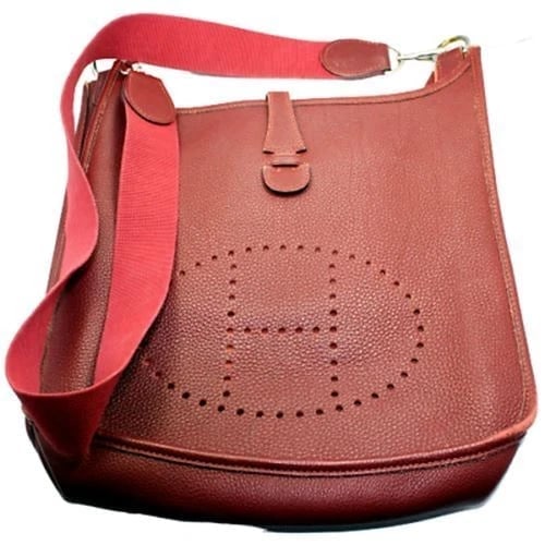 Authentic! Hermes Evelyne Brick Red Clemence Leather PM Handbag Purse - 2