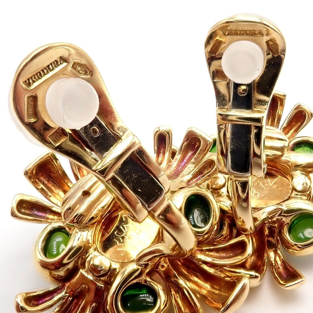 Authentic! Verdura 18k Yellow Gold Citrine Green Tourmaline Vintage Earrings - 7