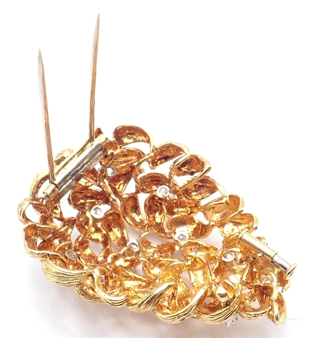 Authentic! David Webb 18k Yellow Gold Diamond Large Brooch - 4