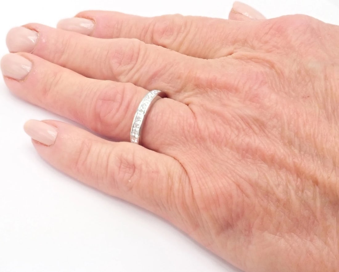 Cartier Platinum Princess Cut Diamond Eternity Band Ring Size 53 US 6.75 Paper - 7